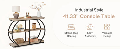 Tribesigns 41.3" Console Table, Industrial 3-Tier Entryway Table with Arched Metal Frame and Storage Shelves for Living Room