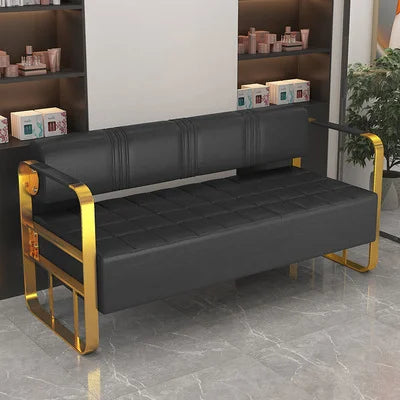 High Quality Barbershop Sofa Waiting Chairs For Barbershop Beauty Salon Stainless Steel Luxury Hotel Reception Lounge Sofa