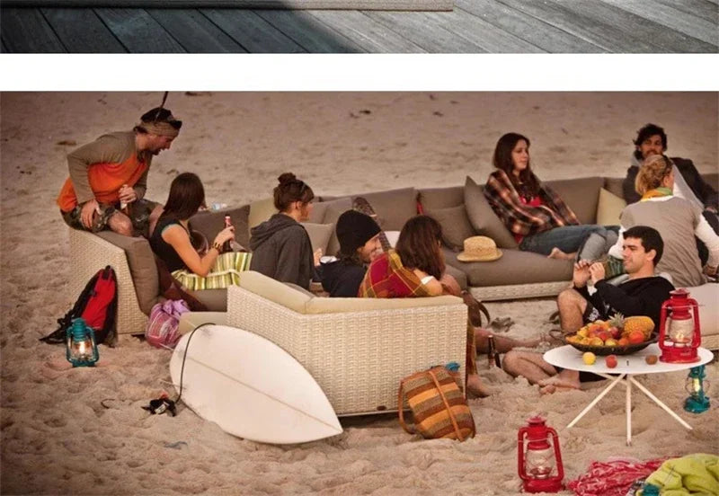 Nordic PE Rattan Outdoor Sofas Set Modern Garden Furniture Home Waterproof Sun Protection Set Leisure Patio Balcony Lounge Chair