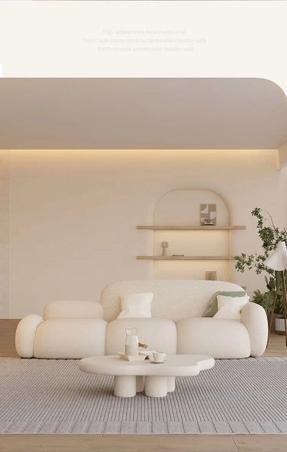 Living room simple modern cream style rental house fabric sofa straight row light luxury bedroom cloud sofa