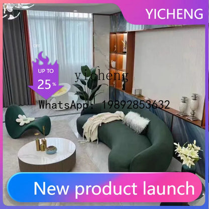 Q4  Light Luxury Velvet Curved Sofa Beauty Salon Clothing Store Moon-Shaped Sofa