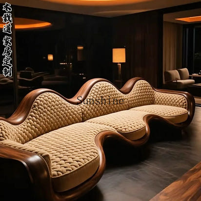 North American light luxury style solid wood three-person sofa high-end living room light luxury furniture