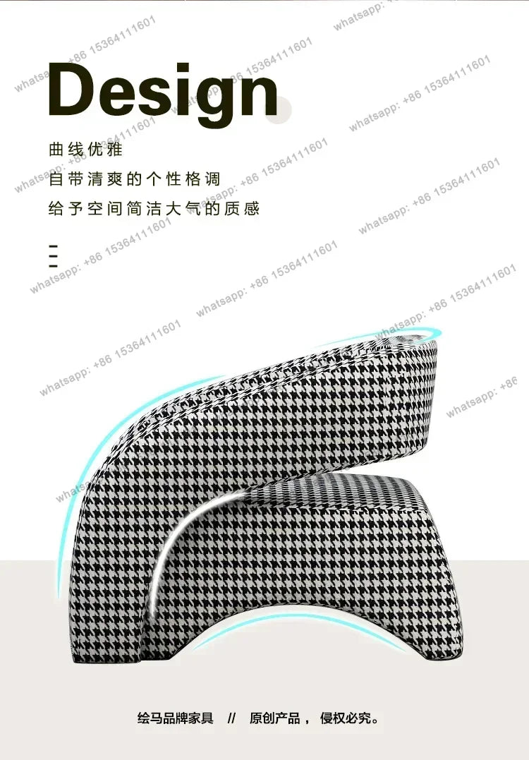 Sofa Esigner Curved Single Houndstooth Couch Nordic Living Room Balcony Leisure Creative Chair Designer