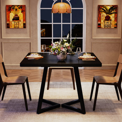 Tribesigns Square Dining Table for 4, 31.5" Industrial Dinner Table with Metal Base, Wood Kitchen Table for Dining Room