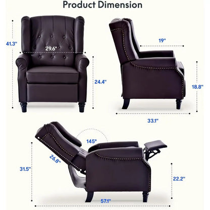 White Fabric Tudded Single Sofa Armchair with Wingback Design for Living Room, Bedroom, or Study