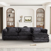 Cloud Sofa two Seats, for Apartment, Comfy Double Layer Upholstered Seat Cushion, Breathable Chenille Fabric, Black