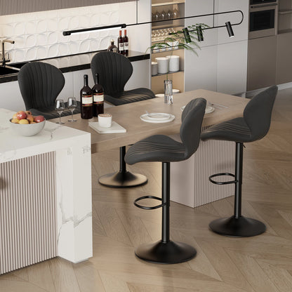 2pcs Bar Chair, 360° Rotating, Adjustable Height, Artificial Leather Upholstered With Backrest, Suitable For Dining Room