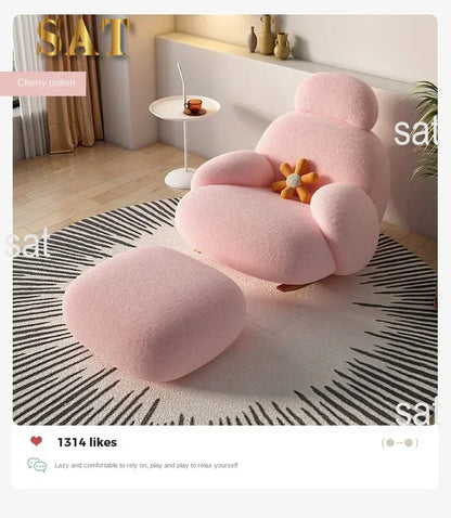 Fluffy White Living Room Chair, Modern Cute Ergonomic Floor Lounge Recliner, Meuble Salon Home Furniture Rocking Chair  Designer
