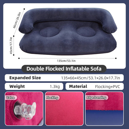 Double Inflatable Air Sofa Two-Seater Lazy Couch Heavy Duty Leak Proof Inflatable Lounge Furniture Indoor Outdoor Camping