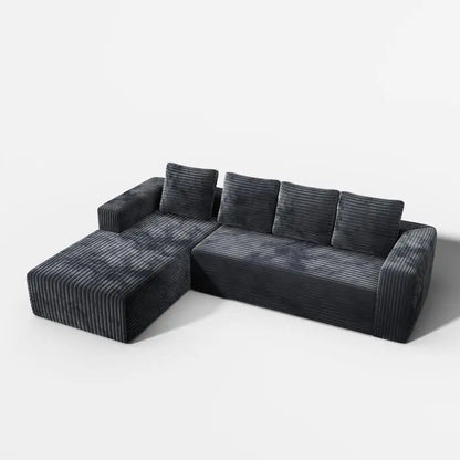 Modern L-Shaped Cloud Sectional Sofa with Right Chaise, Deep Seat Upholstered Couch for Living Room or Bedroom, No Assembly