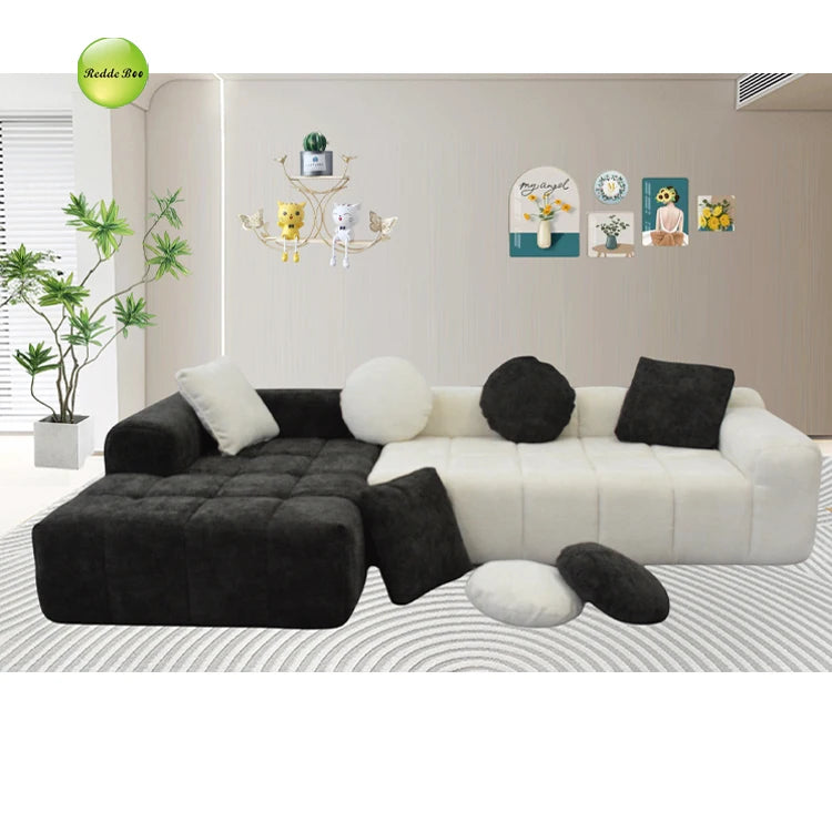 111.2" Modern L-Shaped Sectional Sofa,Modular Velvet Couch with Adjustable Configurations, Soft Melange Fabric,Comfortable