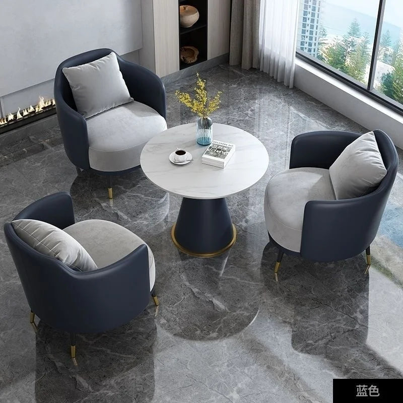 Custom minimalist light luxury single sofa coffee table set leisure hotel reception sales office negotiation table and chair
