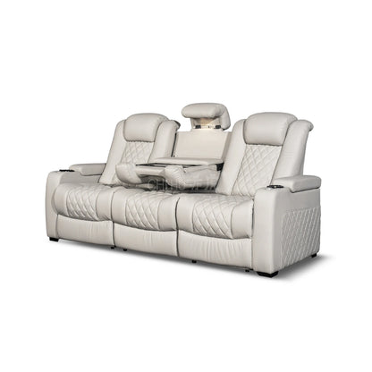 White Color 3seater Electric Cinema Sofa Home Theater Furniture Cinema Interior Home Theater Laydown Table Recliner Sofa Chair