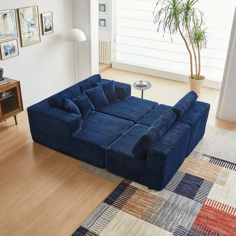 Reversible U-Shaped Flannel Sectional Sofa, Spacious & Comfortable with Plush Cushions, Ideal for Modern Living Rooms