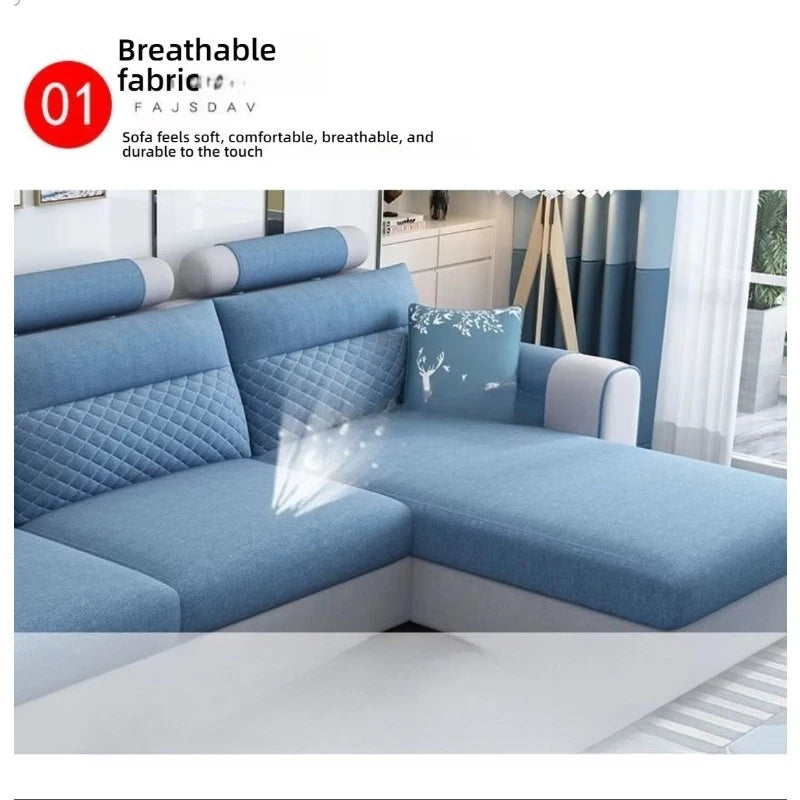 Modern Three-Seat Fabric Sofa Set Convertible Removable for Easy Care for Small Apartment or Modern Living Room for Villas