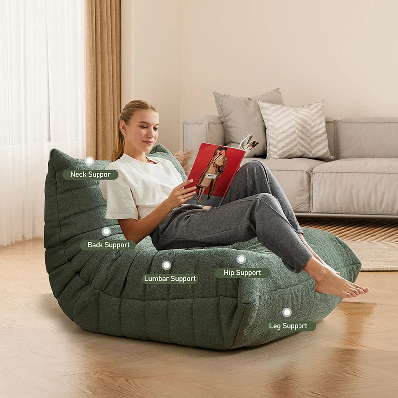 Fabric Lazy Floor Sofa, Modern Armless Floor Recliner, Living Room Bedroom Office Single Corner Chair Sofa