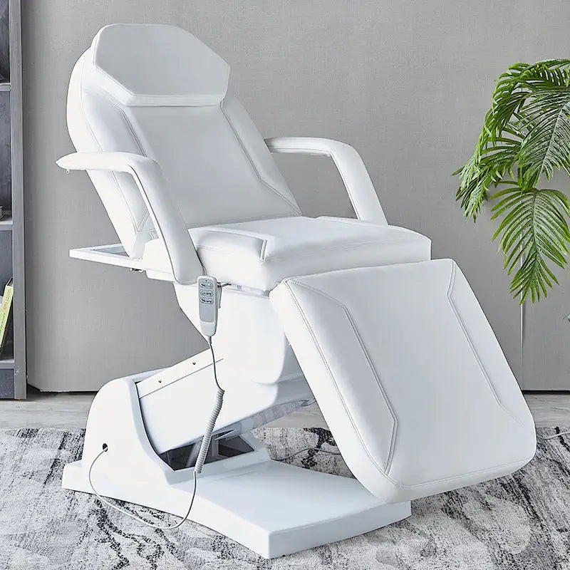 Multifunctional Electric Vertical Therapy Bed Ivory White PU Leather 3 Motors Electric Beauty Tattoo Massage Bed