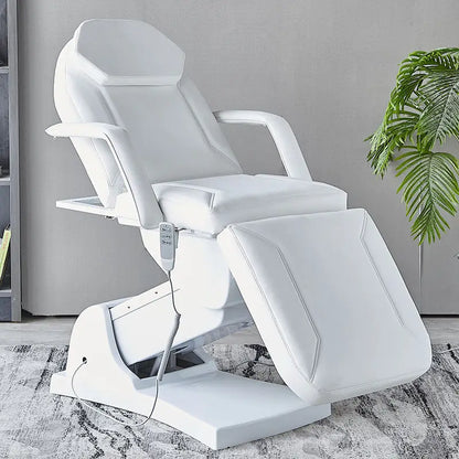 Multifunctional Electric Vertical Therapy Bed Ivory White PU Leather 3 Motors Electric Beauty Tattoo Massage Bed
