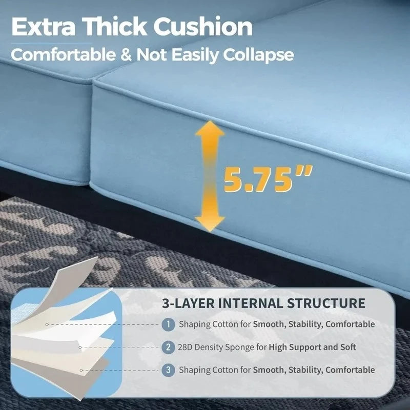 Outdoor Patio Furniture Set with 2 Swivel Chairs, Extra Thick 5.75