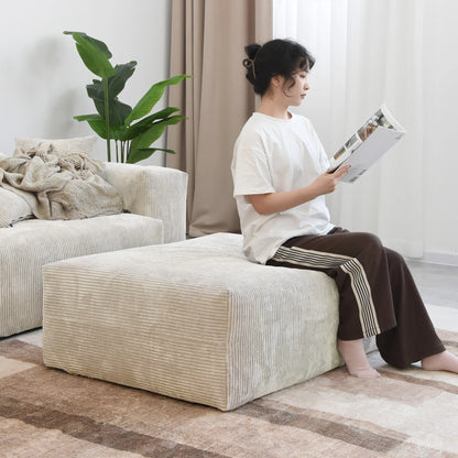 Modern Corduroy Fabric Sectional Couch with 4 Pillows 102" L-Shaped Sofa with Chaise Ottoman Hardwood Frame Sofa for Living Room