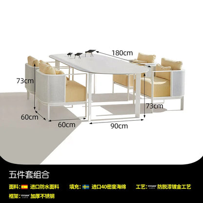 Outdoor stainless steel sofa Hotel sales office Terrace Dining table and chairs