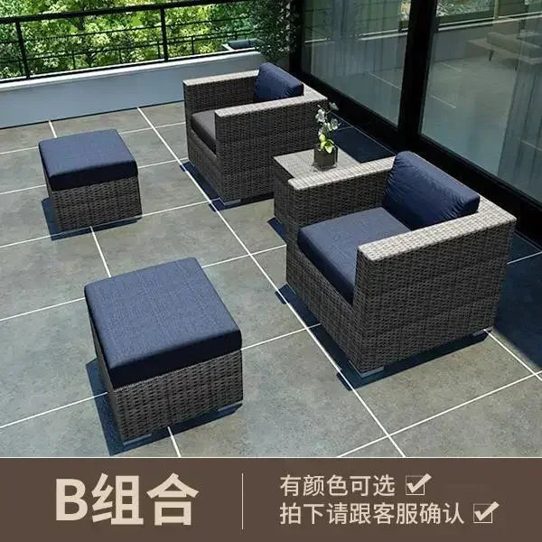 Luxury Terrace Courtyard Garden Furniture Outdoor Garden Sofa Combination Outdoor Waterproof Sun Protection Leisure Sofa Chair N