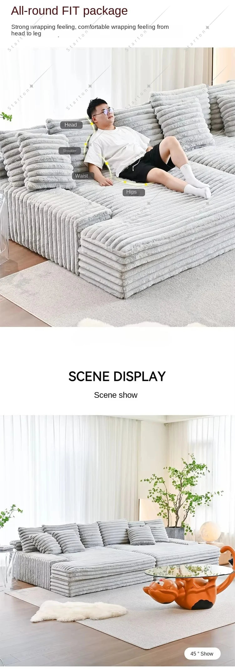 Modern Vacuum Compressed Sofa Plush Corduroy Sectional Sofa Living Room Bedroom Recliner Lazy Sofa Bed Furniture Packing in Box