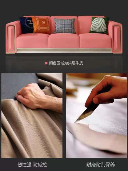 Hong Kong-style light luxury leather s ofa high-end leather sofa villa large apartment corner sofa combination so fa
