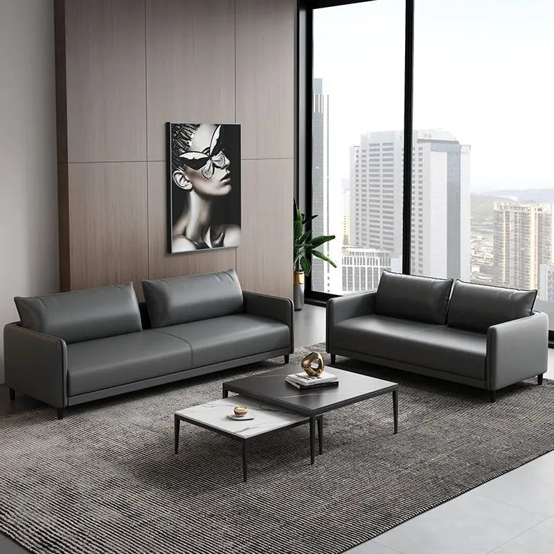 Office sofa business reception modern simple small meeting guests negotiate leather sofa office sofa coffee table combination