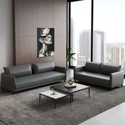 Office sofa business reception modern simple small meeting guests negotiate leather sofa office sofa coffee table combination
