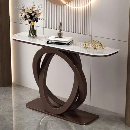 Luxurious Slate Console Tables Italian Semicircular Iron Entrance Cabinet Table Home Furniture Creative Corridor End View Desk T