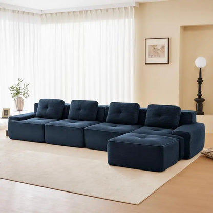 Cloud Modular Sectional Sofa with 2 Storage Ottomans 160.6" Down Filled Comfort U Shaped Sofa Minimalist Wide Deep Seat Couch