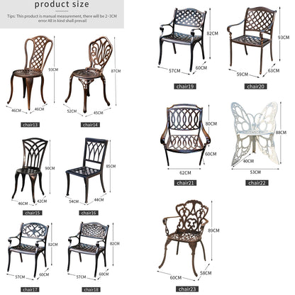 2-Piece Set Cast Aluminum Chairs Outdoor Chair Set Garden Chair Weather-Resistant Patio Metal Chair Bistro Chair