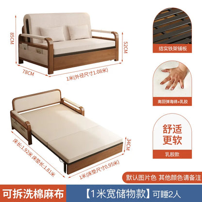 Light luxury home living room balcony folding sofa bed, single double multi functional telescopic bed