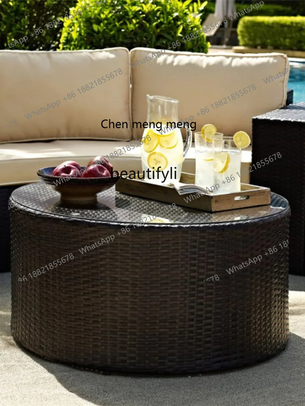 ssE1001 Outdoor Living Room Rattan Sales Office Garden Courtyard Leisure Rattan Chair Lobby Sofa Coffee Table Furniture Combinat
