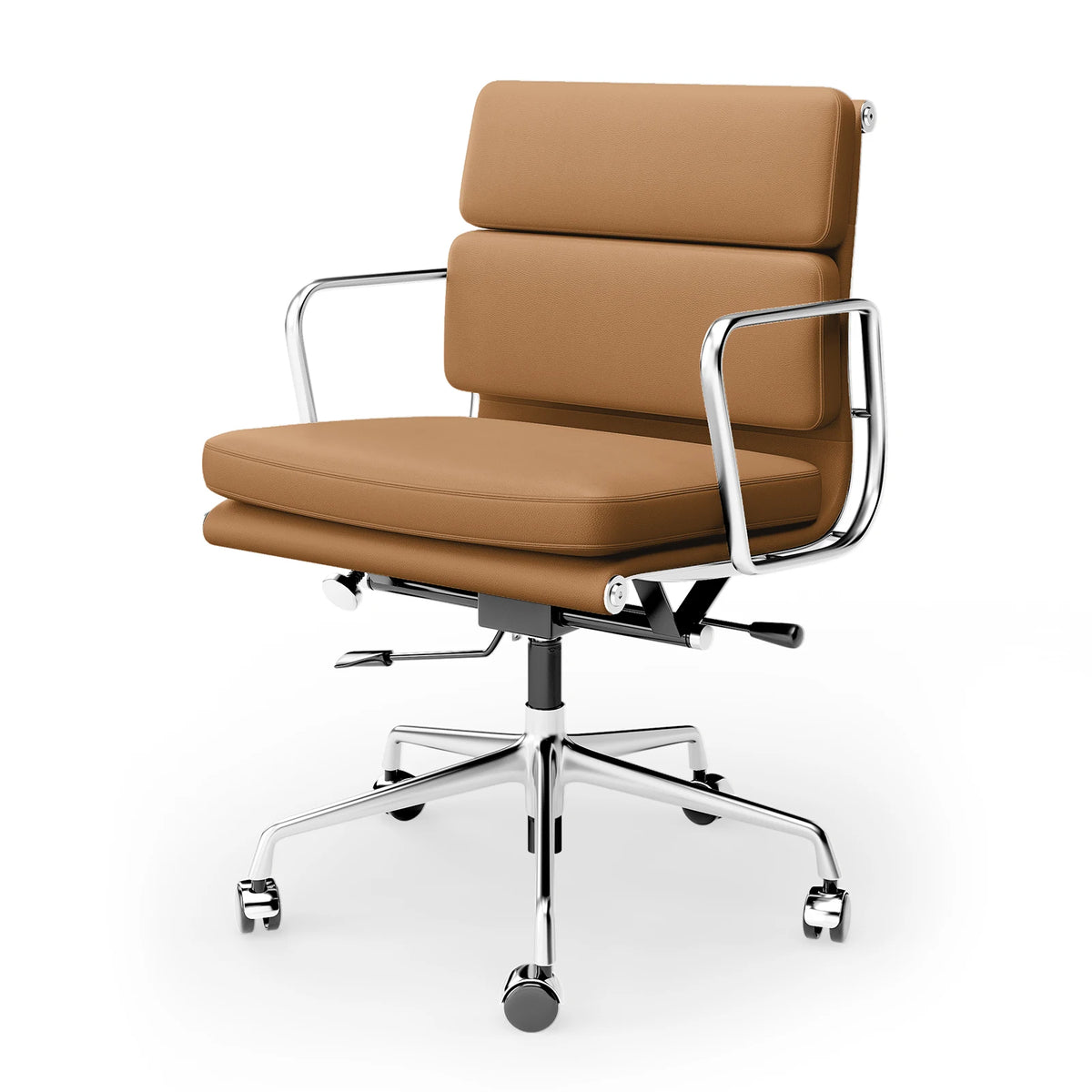 Classic Office Chair Genuine Leather Executive Desk with Lumbar Support Ergonomic Computer Chair with Aluminum Arms Office Room