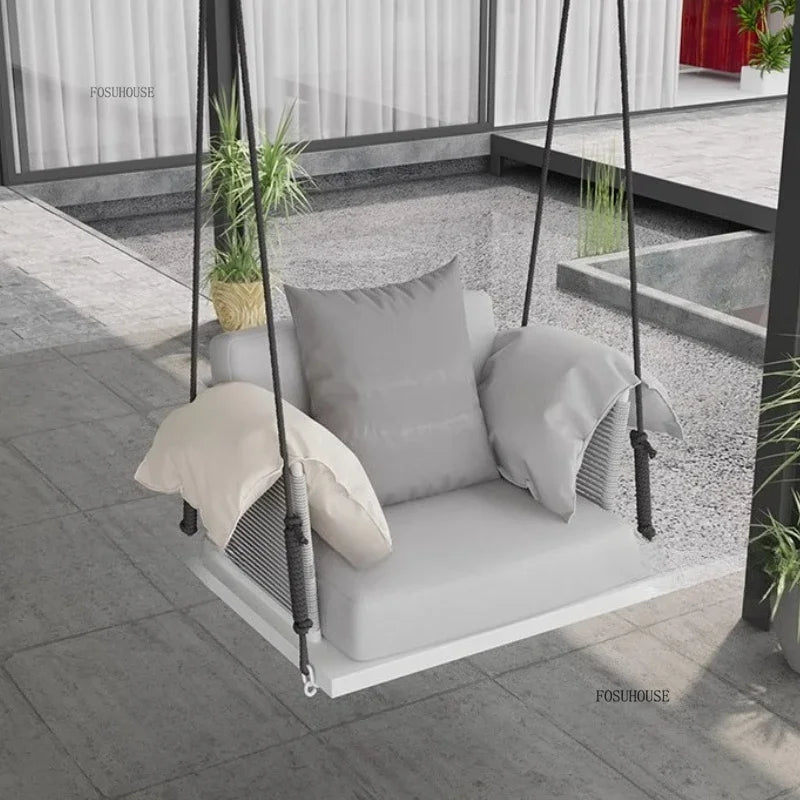Nordic Patio Swings Indoor Balcony Hanging Basket Chair Home Single Double Rope Hanging Basket Hanging Chairs Outdoor Furniture