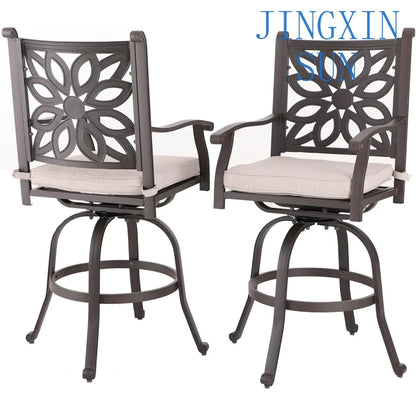 Sophia & William Cast Aluminum Patio Bar Chairs Set of 2, Bar Height Swivel Outdoor Bar Stools Chairs, Counter Height Outdoor Ba