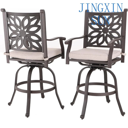 Sophia & William Cast Aluminum Patio Bar Chairs Set of 2, Bar Height Swivel Outdoor Bar Stools Chairs, Counter Height Outdoor Ba