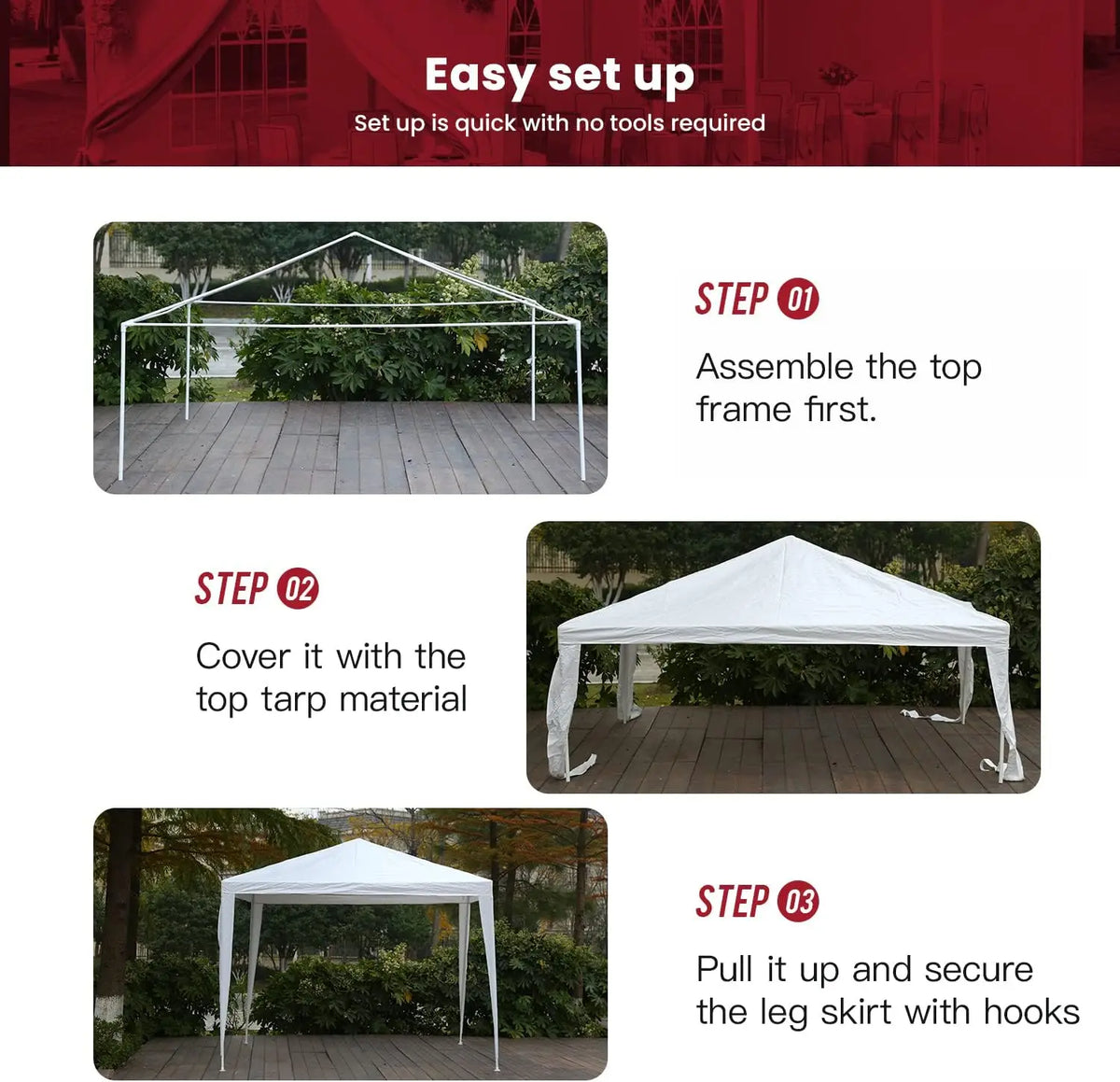 10x10 Gazebo Waterproof Outdoor Canopy Patio Tent for Wedding BBQ Party, Durable and Easy Setup