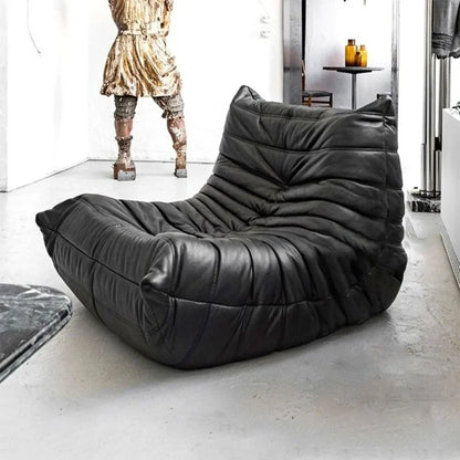 Single sofa living room bedroom lazy fabric leather leisure chair small apartment cream wind