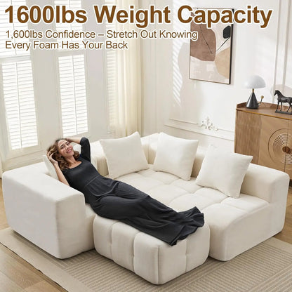 U-Shaped Sectional Sofa, Convertible Modular Couch with Double Chaise, 4-Seater Living Room Furniture, Black