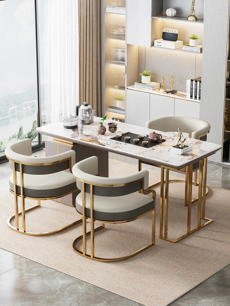 Designer Dining Chairs Beige Gold Legs Waiting Fashion Sofa Chairs Luxury Adults Floor Protector Sillas Indoor Supplies