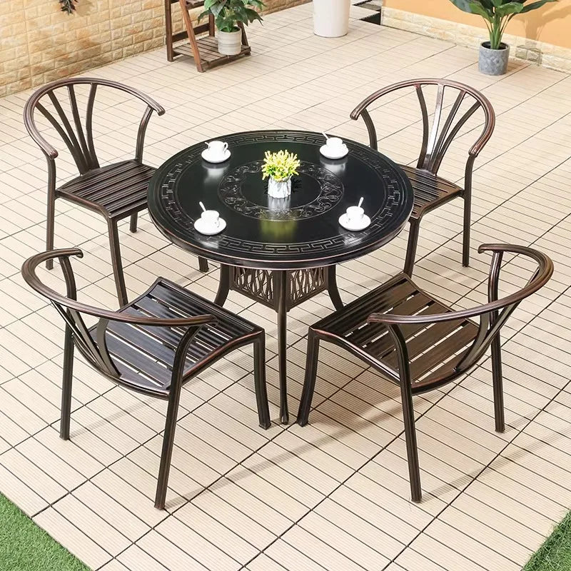 Cast Aluminum Outdoor Chairs Set of 2 Bistro Chairs Waterproof and Sun Resistant Patio Dinning Chairs Garden Chair Furniture