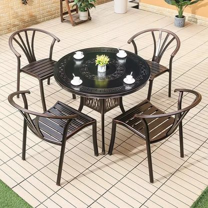 Cast Aluminum Outdoor Chairs Set of 2 Bistro Chairs Waterproof and Sun Resistant Patio Dinning Chairs Garden Chair Furniture