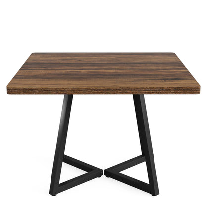 Tribesigns Square Dining Table for 4, 31.5" Industrial Dinner Table with Metal Base, Wood Kitchen Table for Dining Room