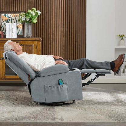 Rocker Recliner Chair with Heat and 8Point Massage, Extra Wide Manual Lounge Sofa for Adults, Overstuffed Living Room Chair wit