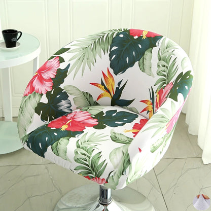 Universal Curved Chair Cover Short Back Printed Arc Armchair Covers Dining Chair Covers Home Spandex Elastic Dustproof Cover