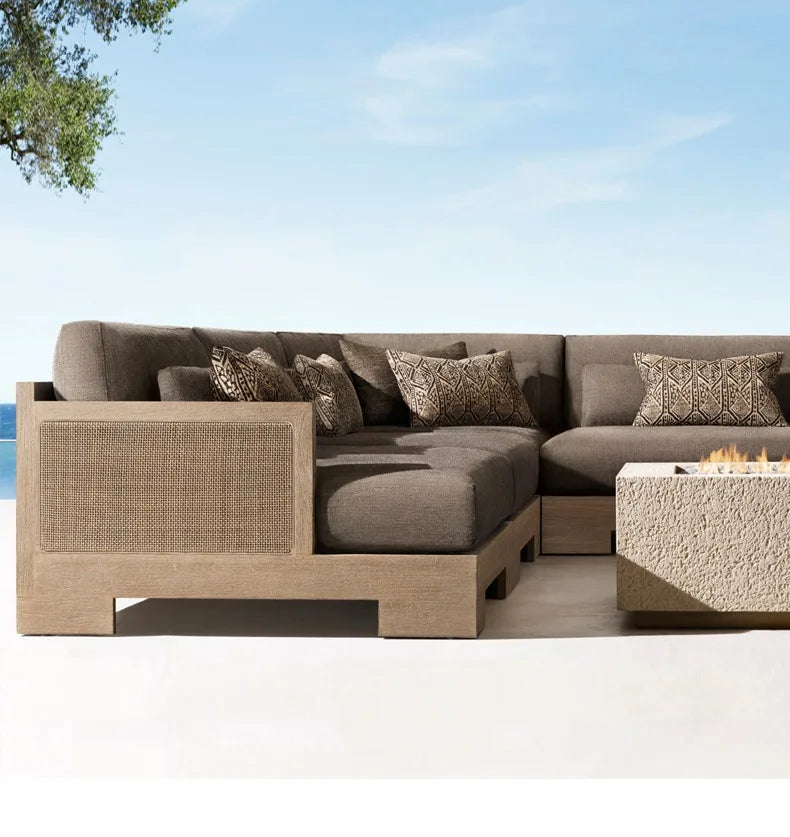 Customizable outdoor teak sofa patio rattan chair
