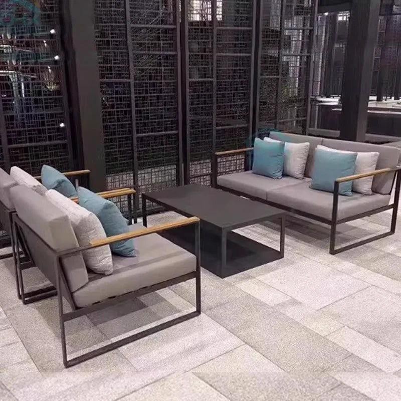 Customized outdoor leisure sofa cafe aluminum alloy lazy sofa coffee table hotel garden balcony villa furniture